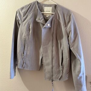 Gray suede moto jacket